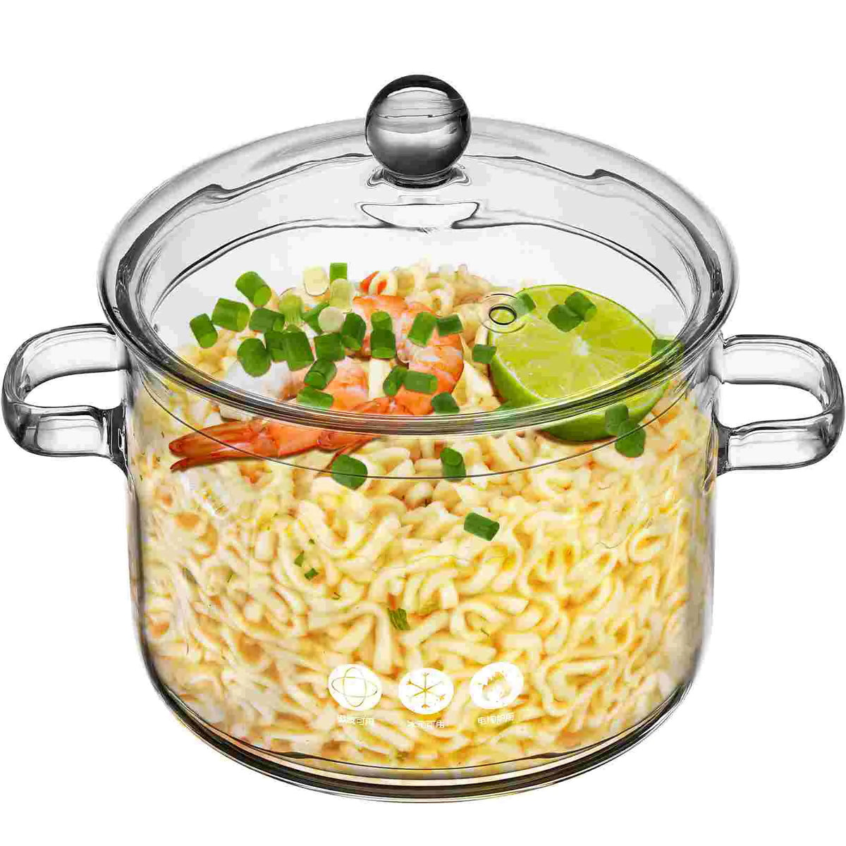 Glass Saucepan with Cover Stovetop Cooking Pot with Lid and Handles High Borosilicate Glass Cookware Pot Pans
