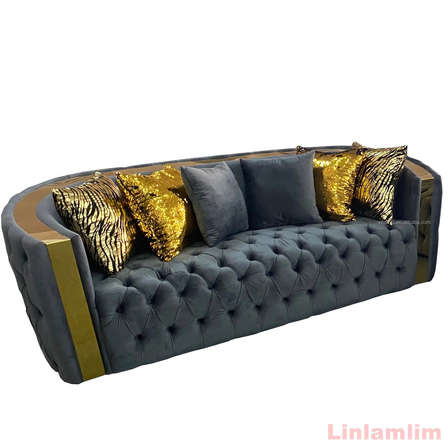 Italian Leather Elegance - Chesterfield Sectional Sofa Set