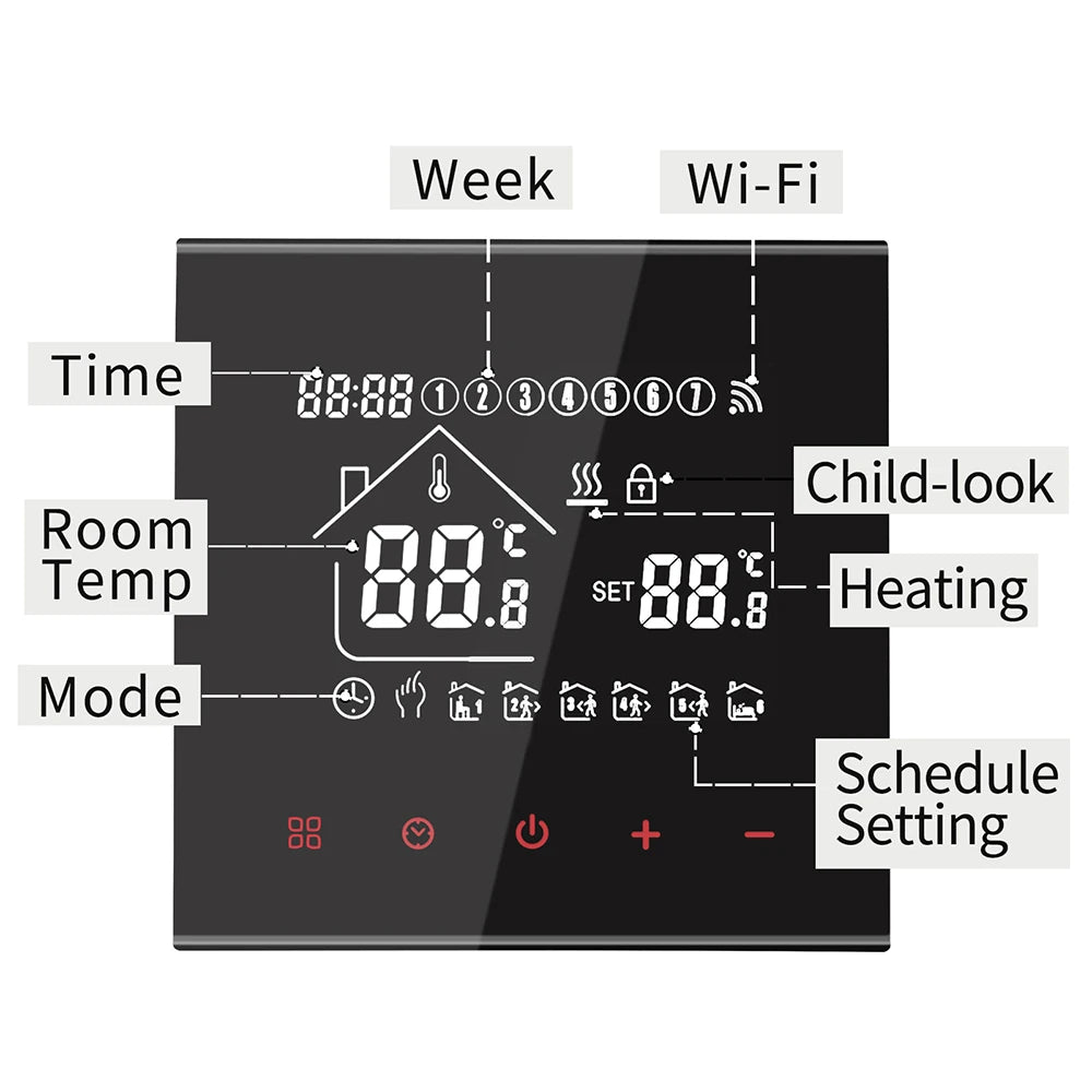 MINCO HEAT M4A Warm Floor Thermostat Tuya WiFi 3A 16A Electric/Gas Boiler/Water Heating Temperature Controller 1PC