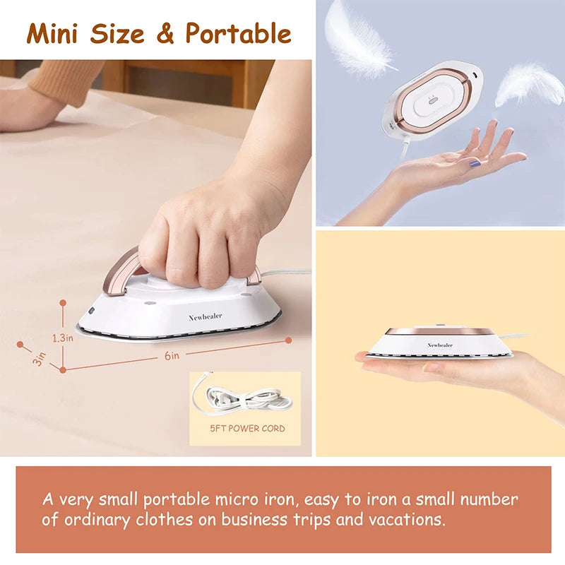 Mini Iron for Clothes 110V/220V Dual-Voltage Fast Preheating Portable Ironing Iron Dry Travel Iron