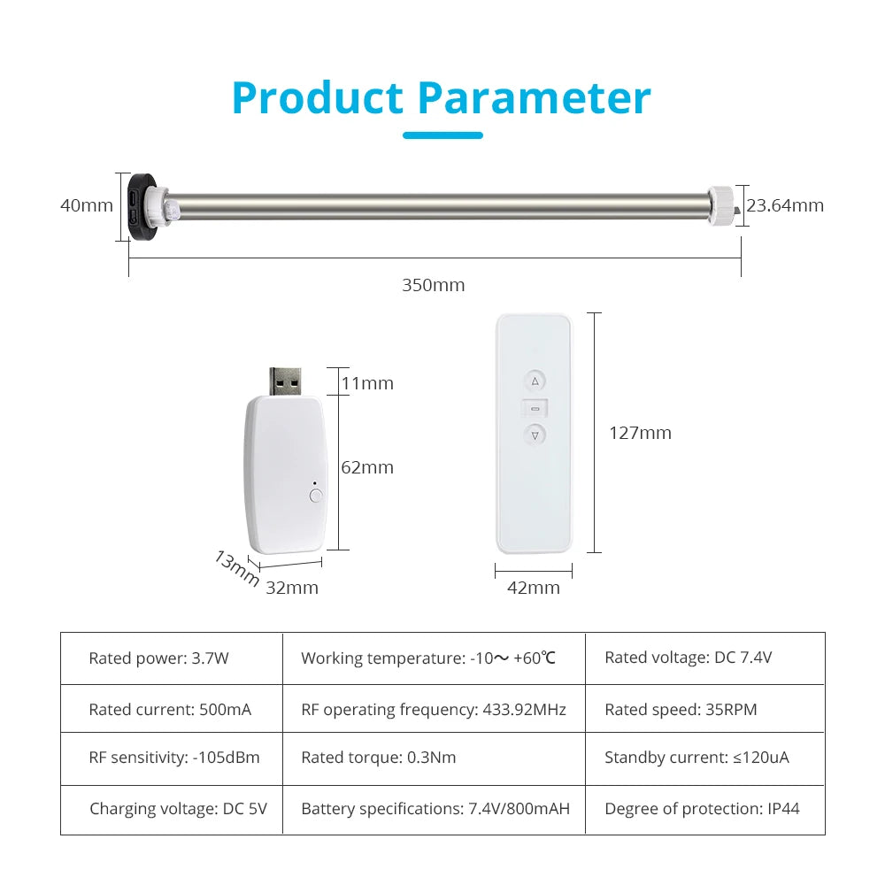 Zemismart Tuya Zigbee Roller Blind Motor for 17mm 25mm Tube Built-in Battery Shade Engine Smart Life Alexa Google Home Control