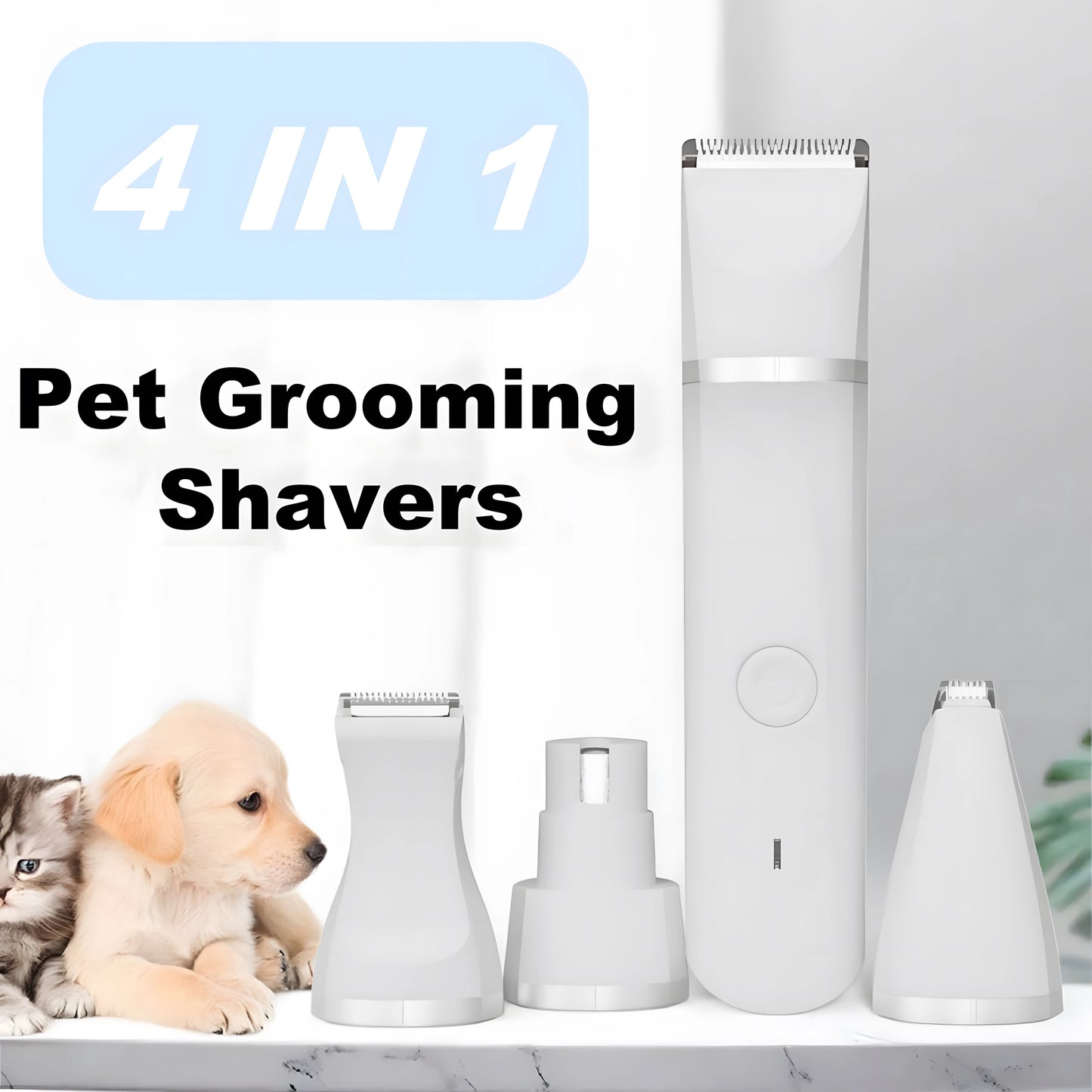 Electric Pet Hair Trimmer Kits 4 in 1 Automatic Dog Grooming Shavers Rechargeable Cat Push Clippers & Nail File & Foot Machine