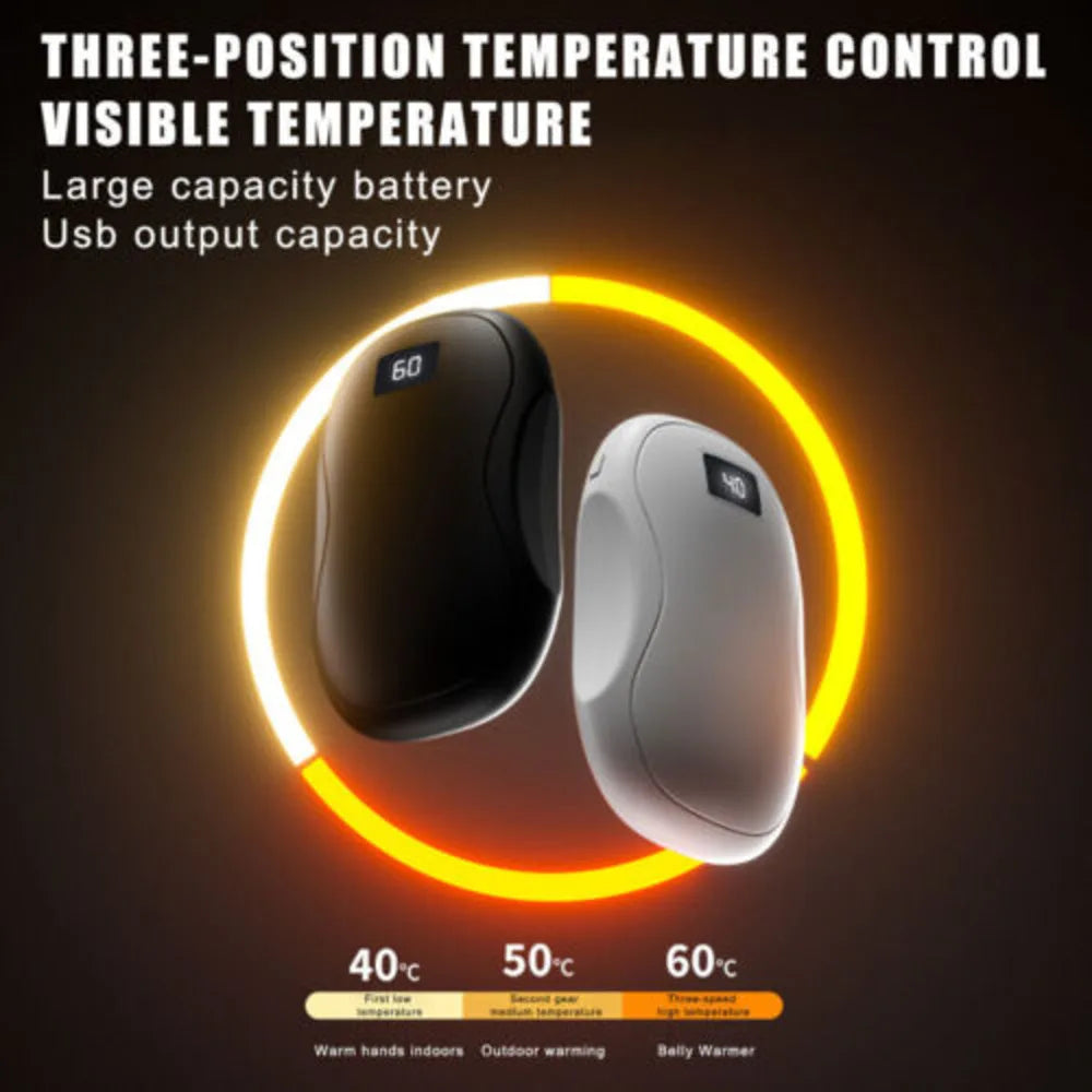 10000Mah Winter Hand Warmer Rechargeable 3 Levels Electric Pocket USB Power Bank