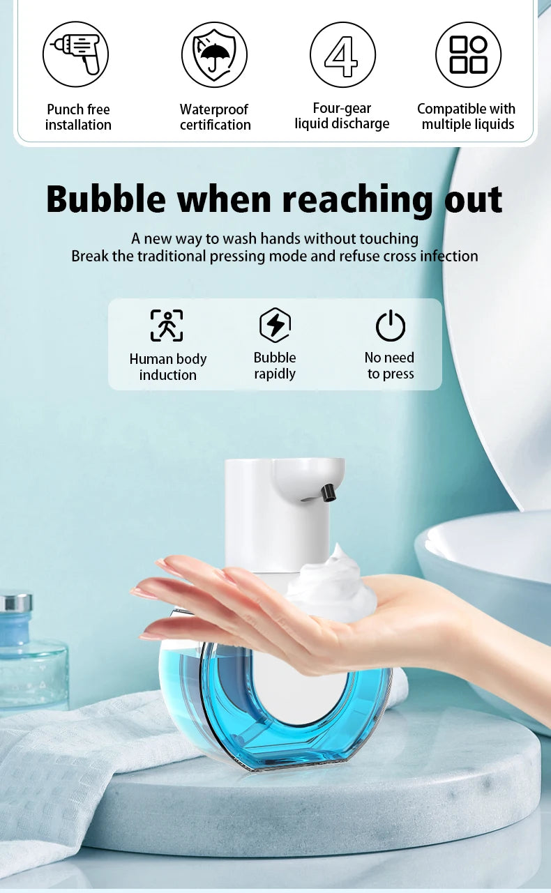 Touchless Automatic Foam Soap Dispensers Bathroom Smart Washing Hand Machine with USB Charging White High Quality ABS Material