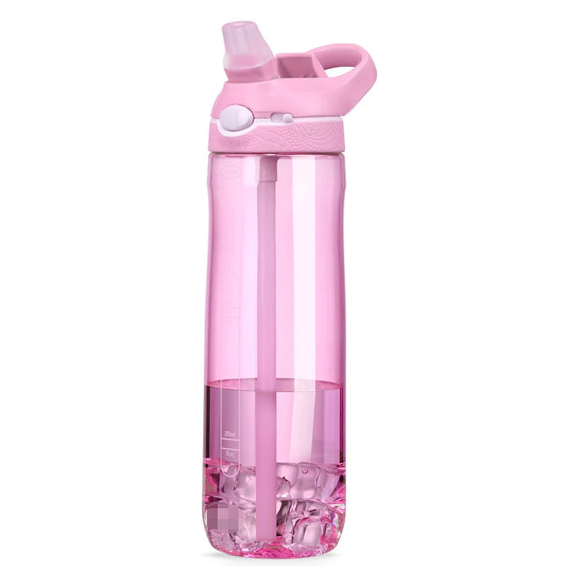 Transparent Sports Water Bottle with Straw