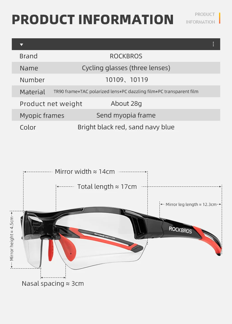 ROCKBROS Polarized Cycling Glasses | Men's Sports Sunglasses