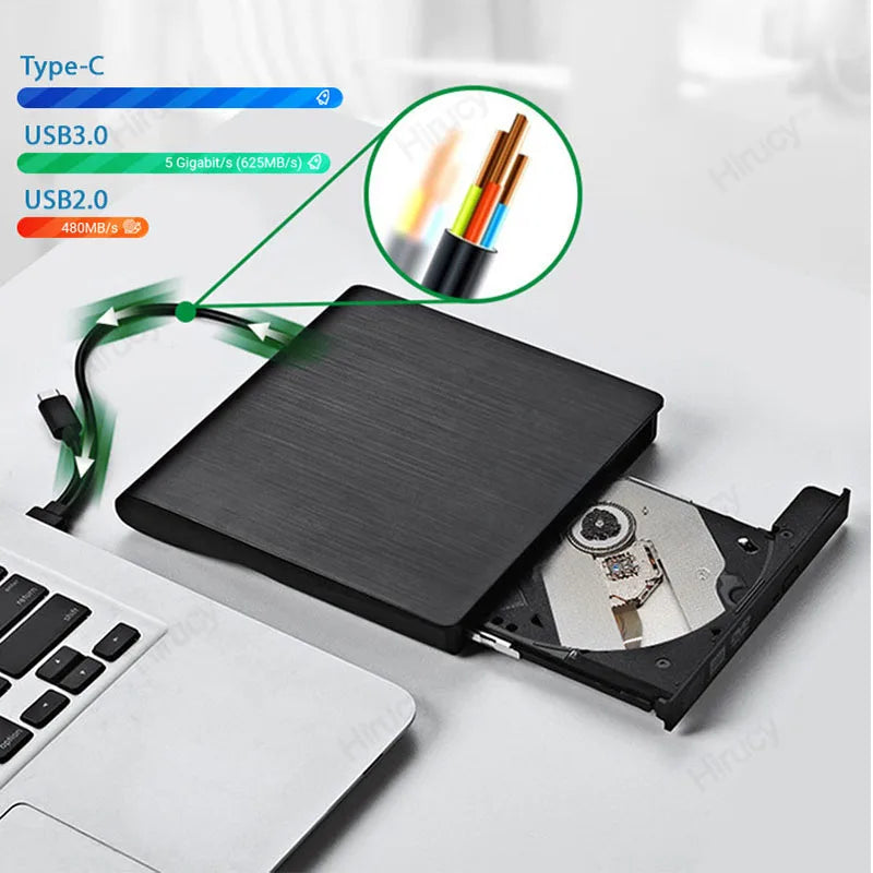 External Blu-ray DVD Drive USB 3.0 Type-C Optical Drive for Laptop and PC