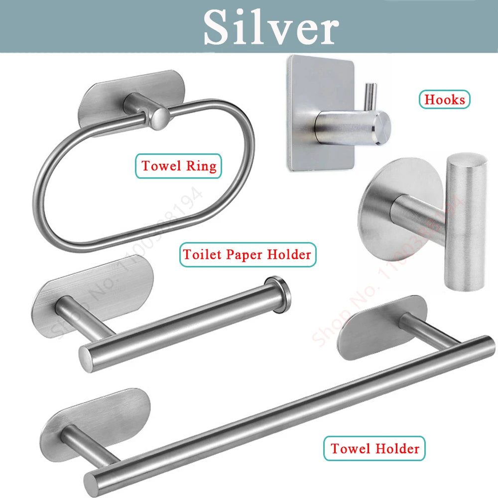 Adhesive Wall-Mounted Toilet Paper Holder - Stainless Steel Organizer