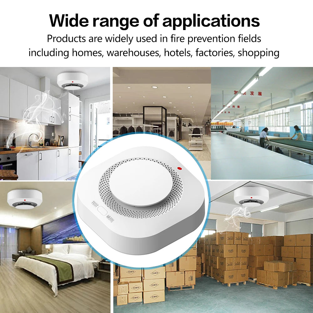 Tuya Smart WiFi 90DB Smoke Detector Sensor Alarm Home Security System Siren Fire Protection Smart Life APP Notification