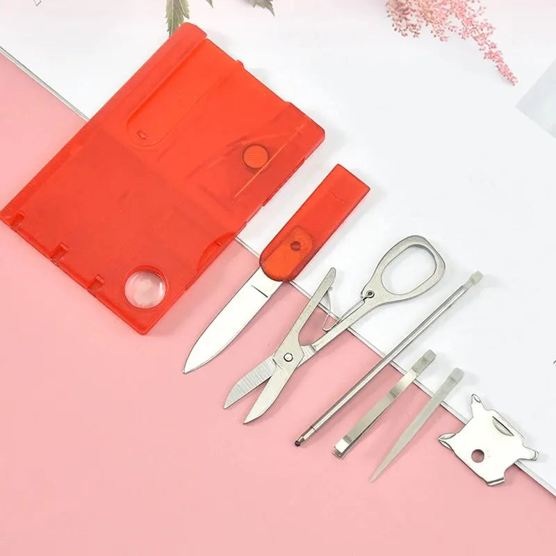 Outdoor Camping Multifunctional Swiss Army Knife Card Combination Multi-purpose Survival Tool Beauty Suit with Lamp Tool Card.