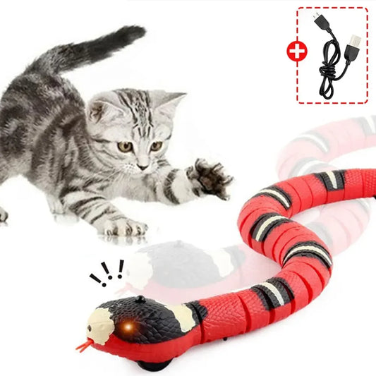 Smart Sensing Cat Toys Interactive Automatic Electronic Snake Cat Teaser Indoor Play Kitten Toy USB Rechargeable for Cats Kitten