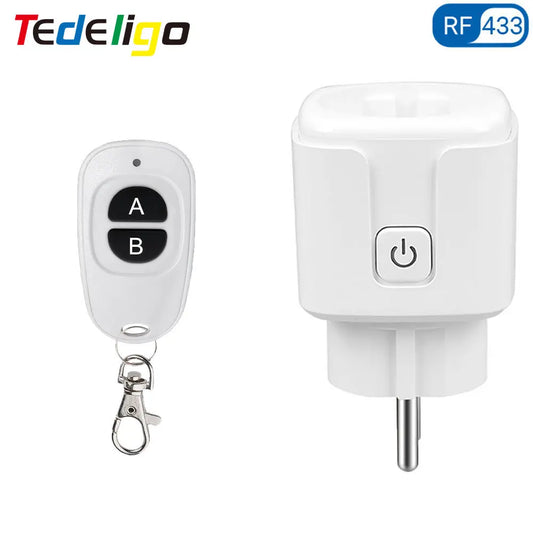 RF 220V 16A Electrical Socket 433MHz Wireless Remote Control Plug 3000W EU FR Standard,for Home LED/Light/Fan/Lamp ON OFF