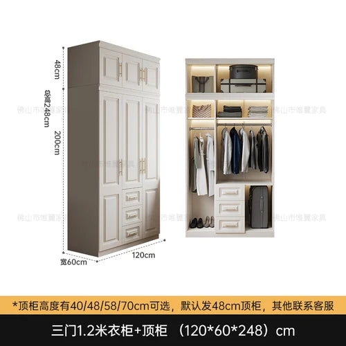 Nordic Style Full-Size Wooden Wardrobe - Smart Storage Solution