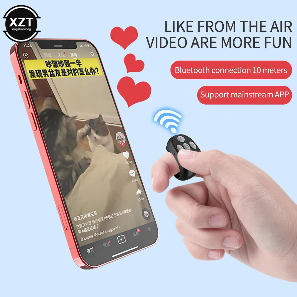 Bluetooth-compatible Fingertip Video Controller Page Flipping Device for Short Video Mobile Phone Remote Control Ring Controller