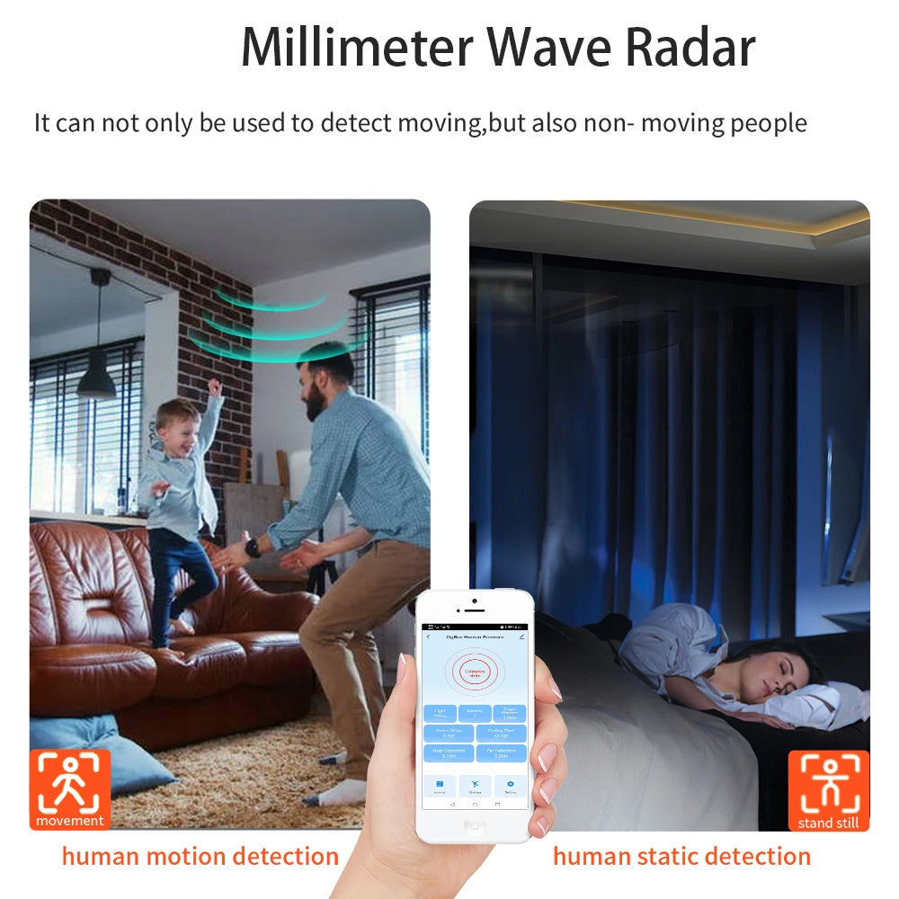 Tuya Zigbee Human Presence Detector Smart Human Body PIR Sensor Radar Detector Motion Sensors Support Home Assistant
