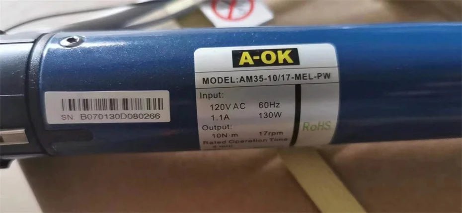 A-OK AM35 10/17 Smart Rolling Tubular Motor,RF433 Remote+Tuya wifi App,for 40/45mm/47mm/50mm Tube,for Rolling Blinds,230V/120V