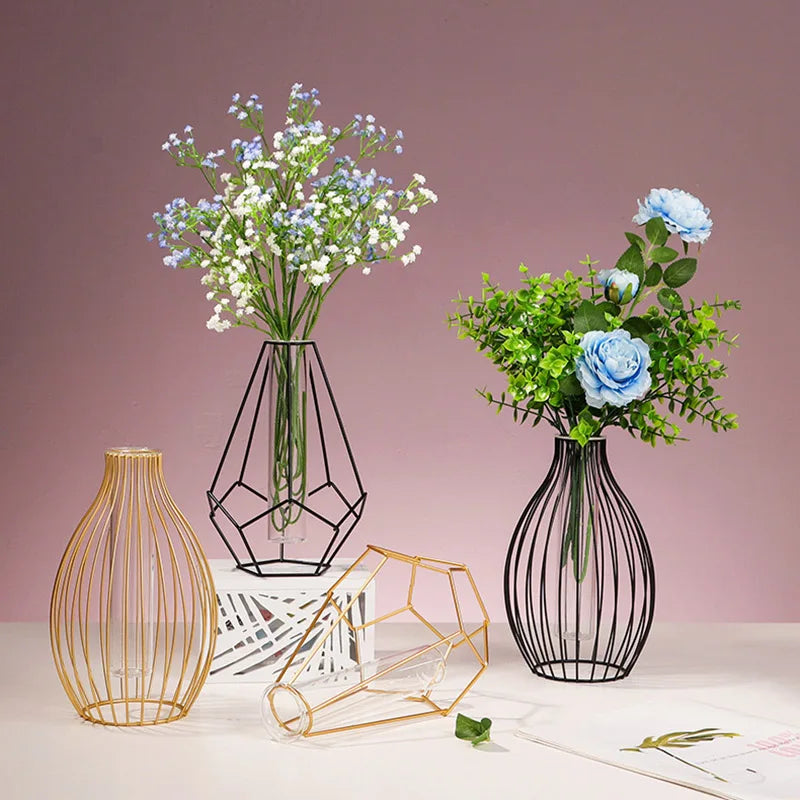 Nordic Geometric Glass Vase: Chic Home Décor Accent