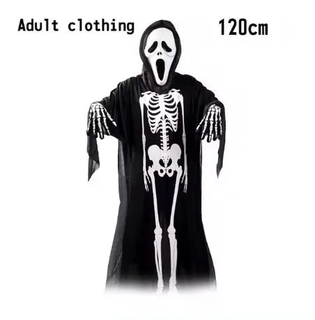 Black Death Coat for Kids and Adults, Skull Ball Costume, Halloween Party Supplies Set, Gift, 2025Novelty