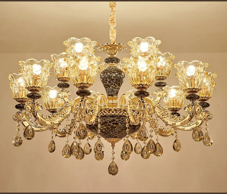 Crystal Chandelier & Ceramic Lamps