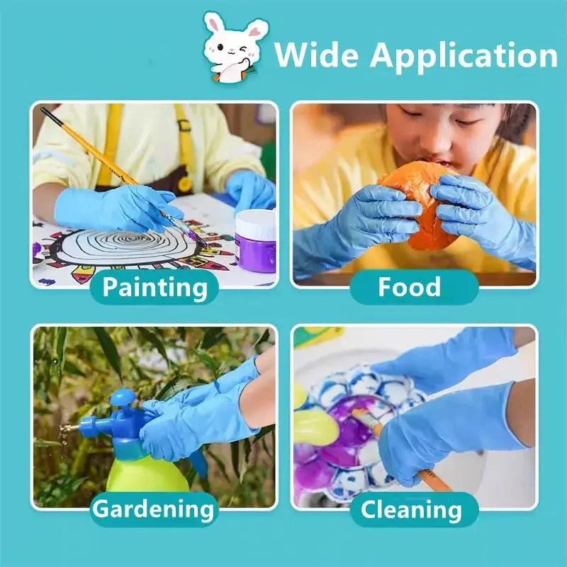 Disposable Nitrile Gloves for Kids Ages 5-15 - Multipurpose Latex Free Gloves