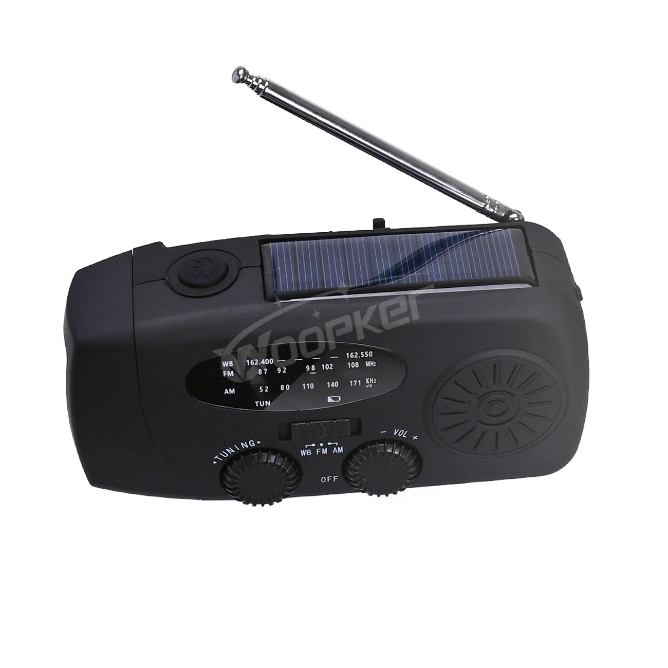 Woopker Emergency Radio E01 Hand Crank Solar USB (FM/ AM/ NOAA) WB Weather Radios with Flashlight Power Bank