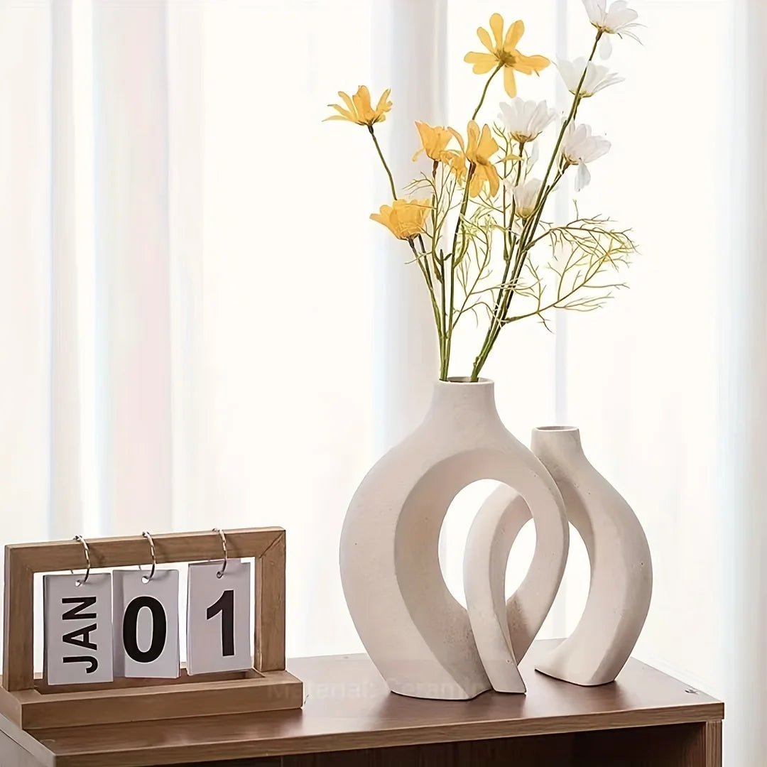 Set of 2 Hollow Nordic Modern Ceramic Vases