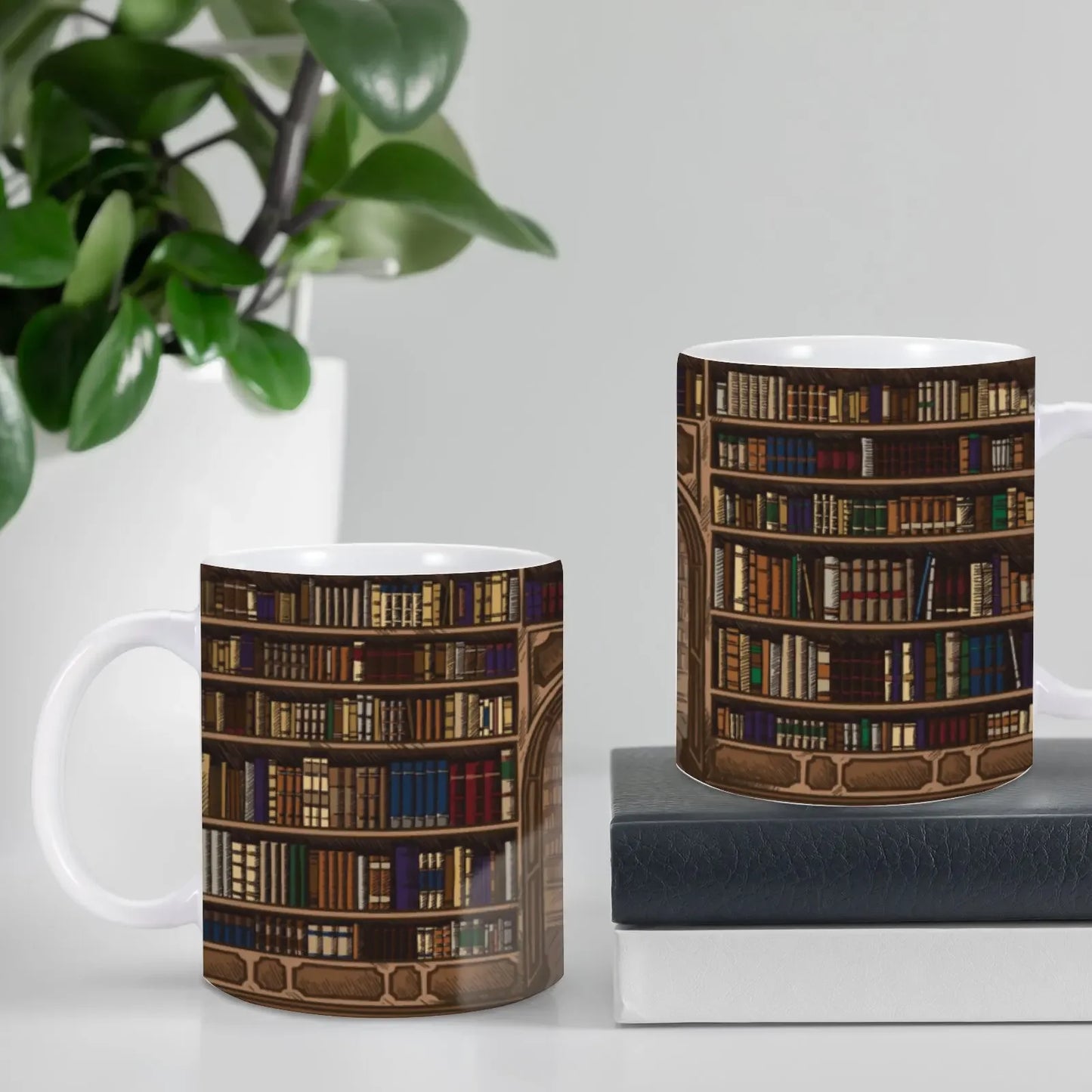 Library Bookshelf Coffee Mug for Book Lovers