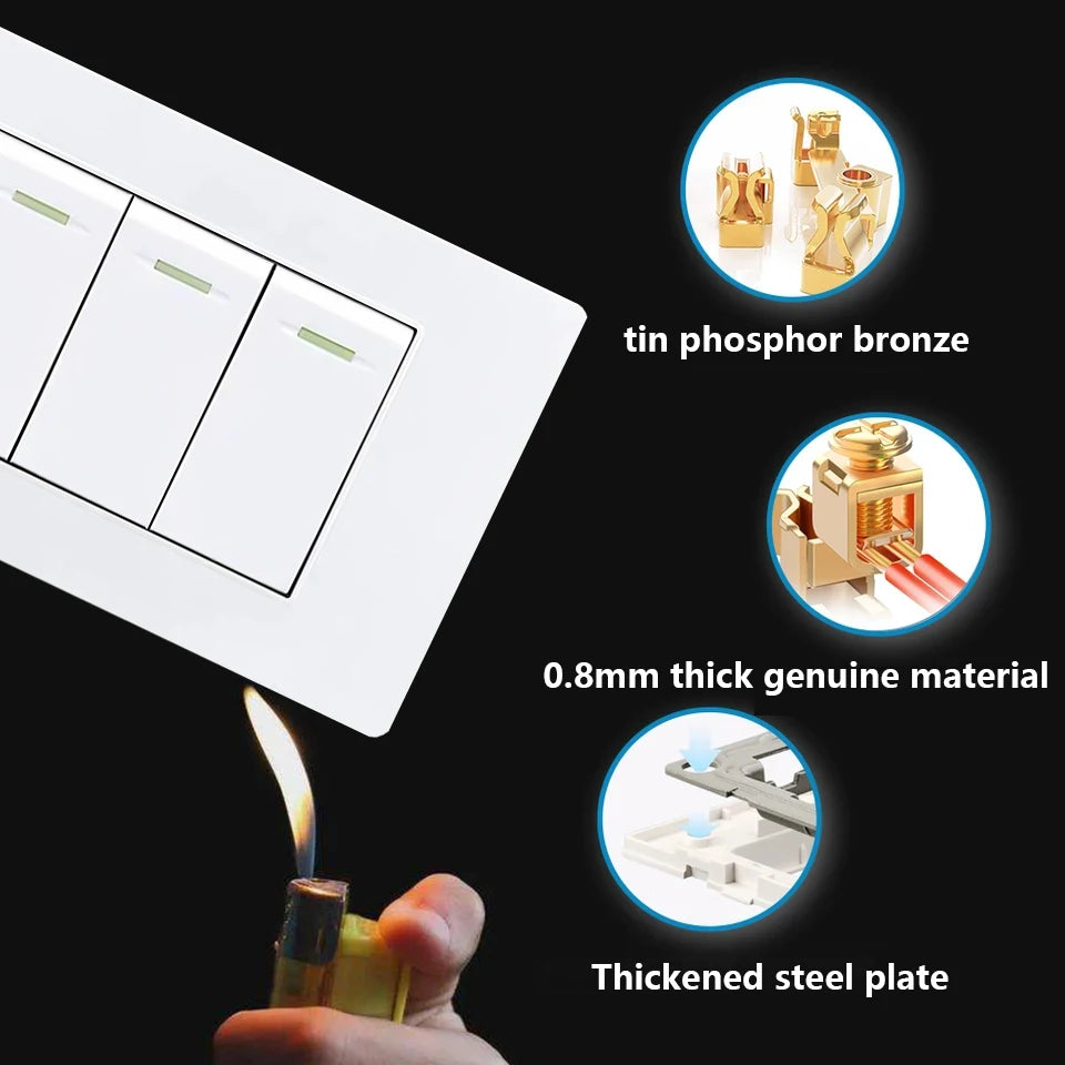 EU Korea Power Plug with 16A Usb Wall Socket,Electric 2Way Light Switch Panel,Universal USB Type-C 20W Fast Charging Outlet 220V