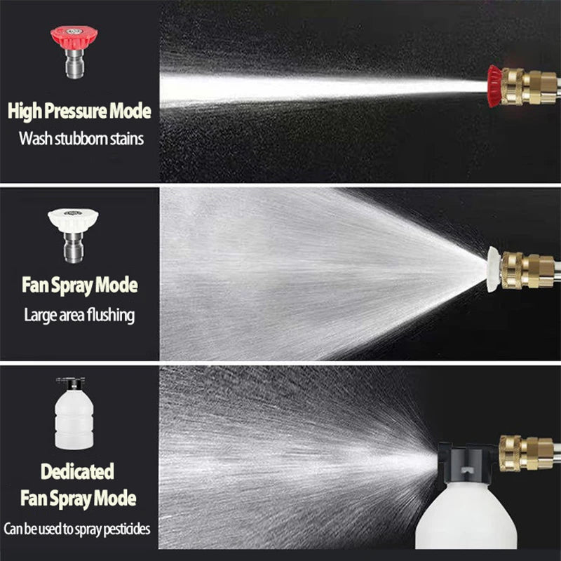 High-pressure car wash gun with, and a 60Bar spray nozzle for cleaning cars, homes.