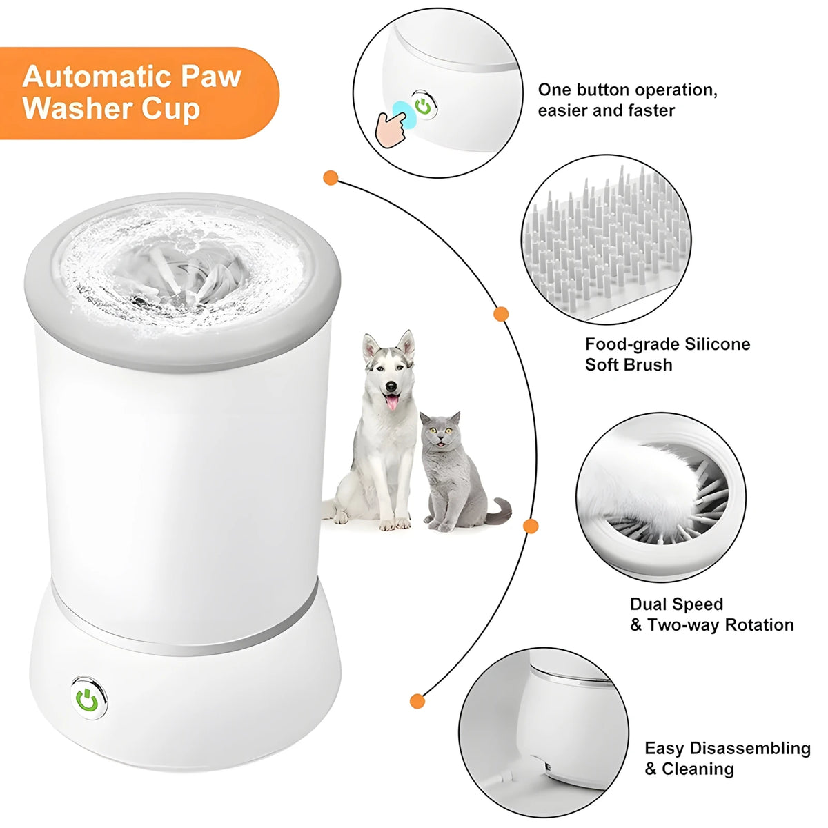 Electric Dog Paw Cleaner Automatic Pet Foot Washer Portable Paw Clean Cup Rechargeable Dog Paw Cleaner With Silicone Brushes