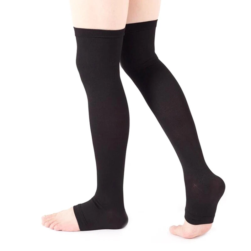Open Toe Knee-High Compression Stockings | Varicose Veins Support