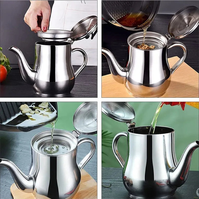 Stainless Steel Oil Filter Pot – Durable, Leak‑Proof Kitchen Storage