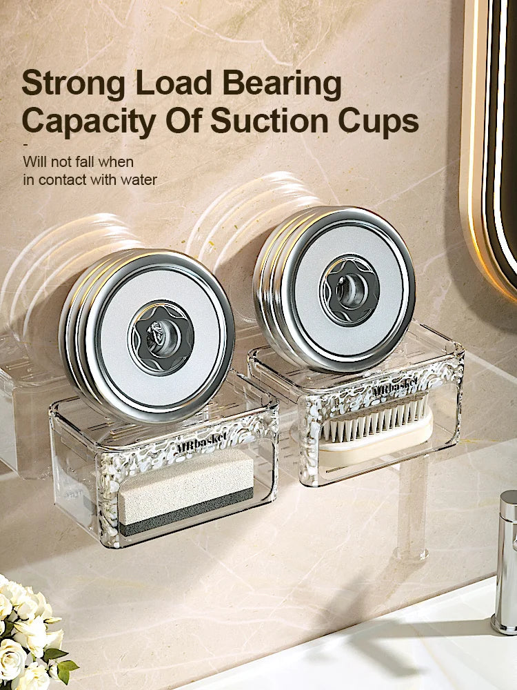 Sucker Soap Box Wall Mounted Hole Free Toilet Wall Drain Storage Rack