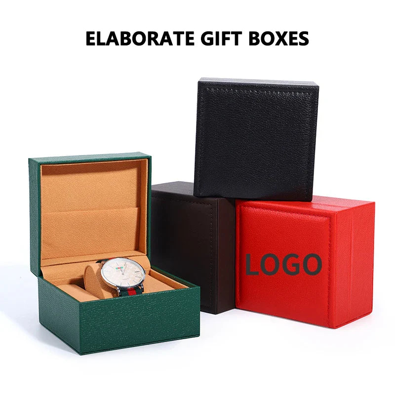 Free Customized Logo PU Flip Watch Case