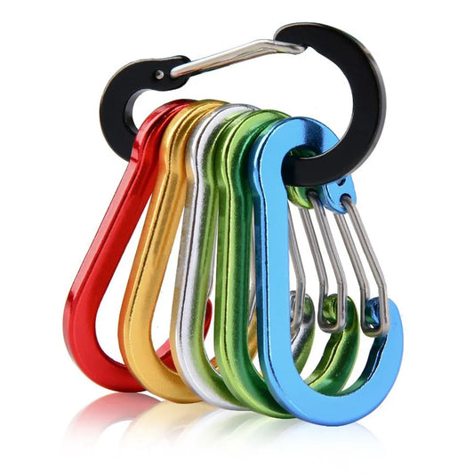 5pcs Tools Carabiner Outdoor Backpack Camping Climbing Booms Fishing Hook Keychain Lock Buckle Snap Clip