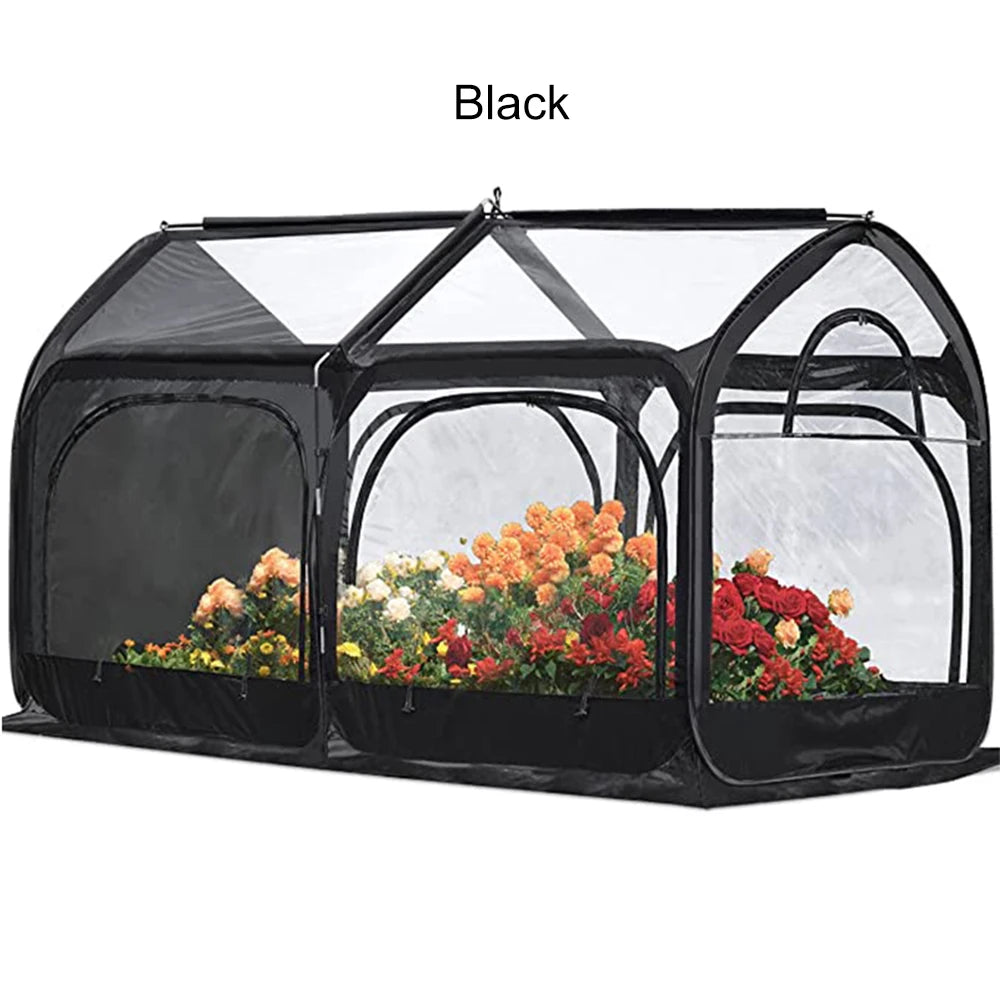 Portable Greenhouse Pop up Grow House for Outdoor and Indoor, Eco-Friendly Fiberglass Poles, Overlong Cover, 4 Zipper Doors