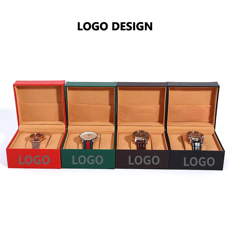 Free Customized Logo PU Flip Watch Case