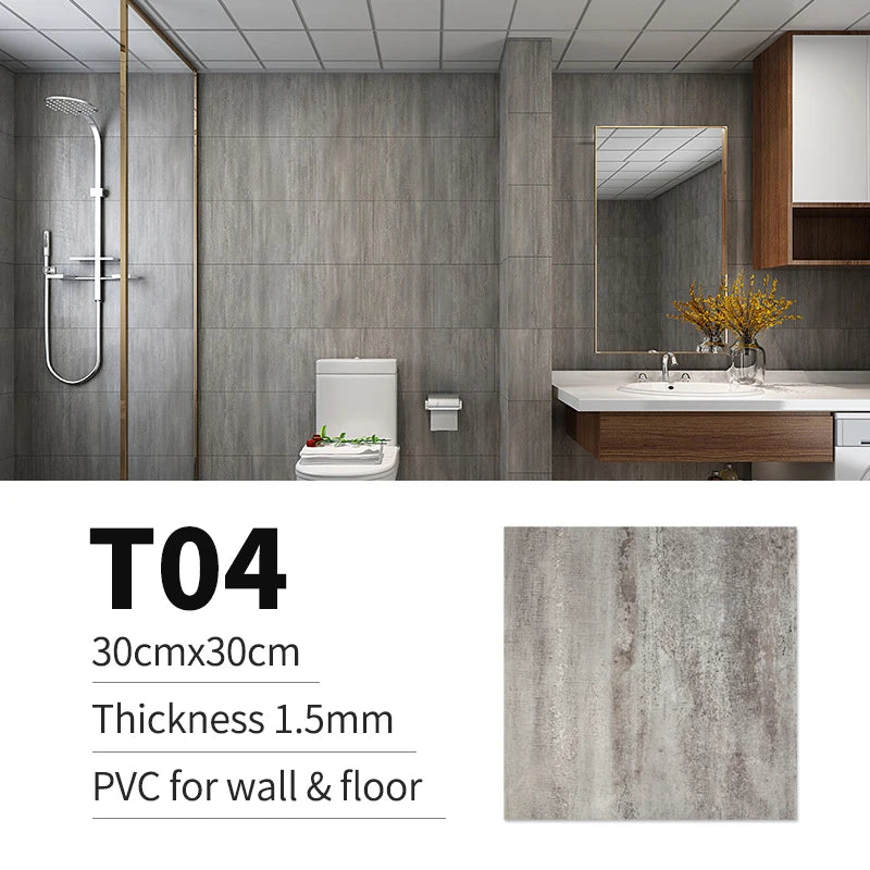 20/pcs of PVC Imitation Marble Floor Stickers Self-adhesive Wall Stickers Waterproof Bathroom Decoration Decals 30*30cm