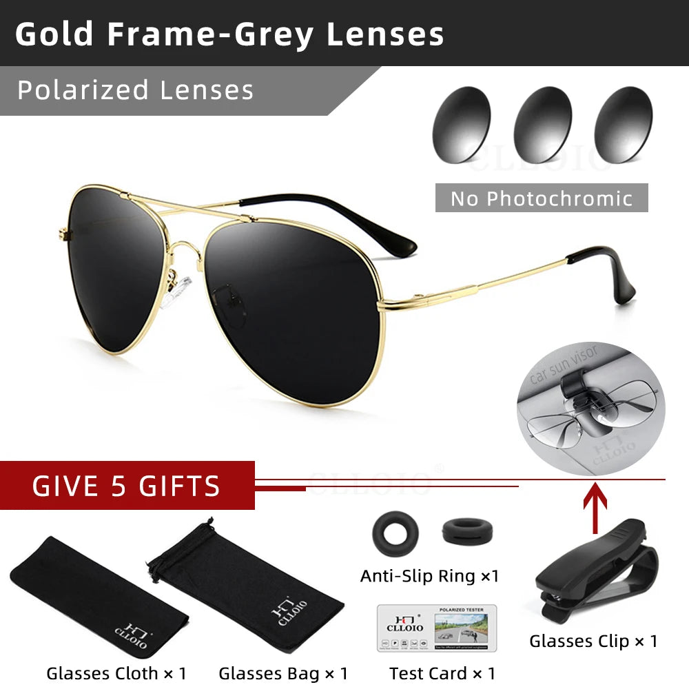 CLLOIO Titanium Alloy Polarized Sunglasses Men Women Fashion Photochromic Sun Glasses Chameleon Anti-glare Driving Oculos de sol