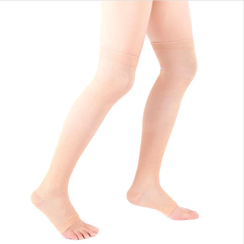Open Toe Knee-High Compression Stockings | Varicose Veins Support