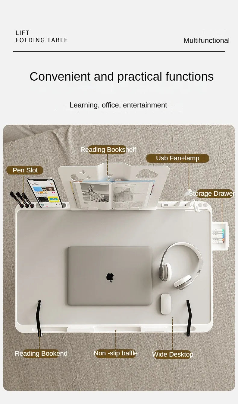 Foldable Lift Laptop Desk - Versatile Gaming & Reading Table