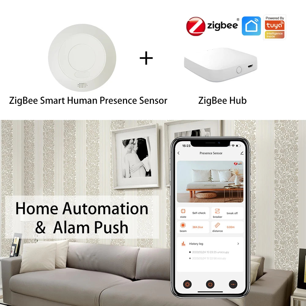 ZigBee/Wifi MmWave Radar Human Presence Motion Sensor Light Switch Luminosity Detection 110/220V Tuya Smart Life Home Automation