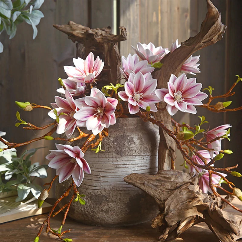 Hand-Painted Artificial Magnolia Bouquet - Elegant Home Decor