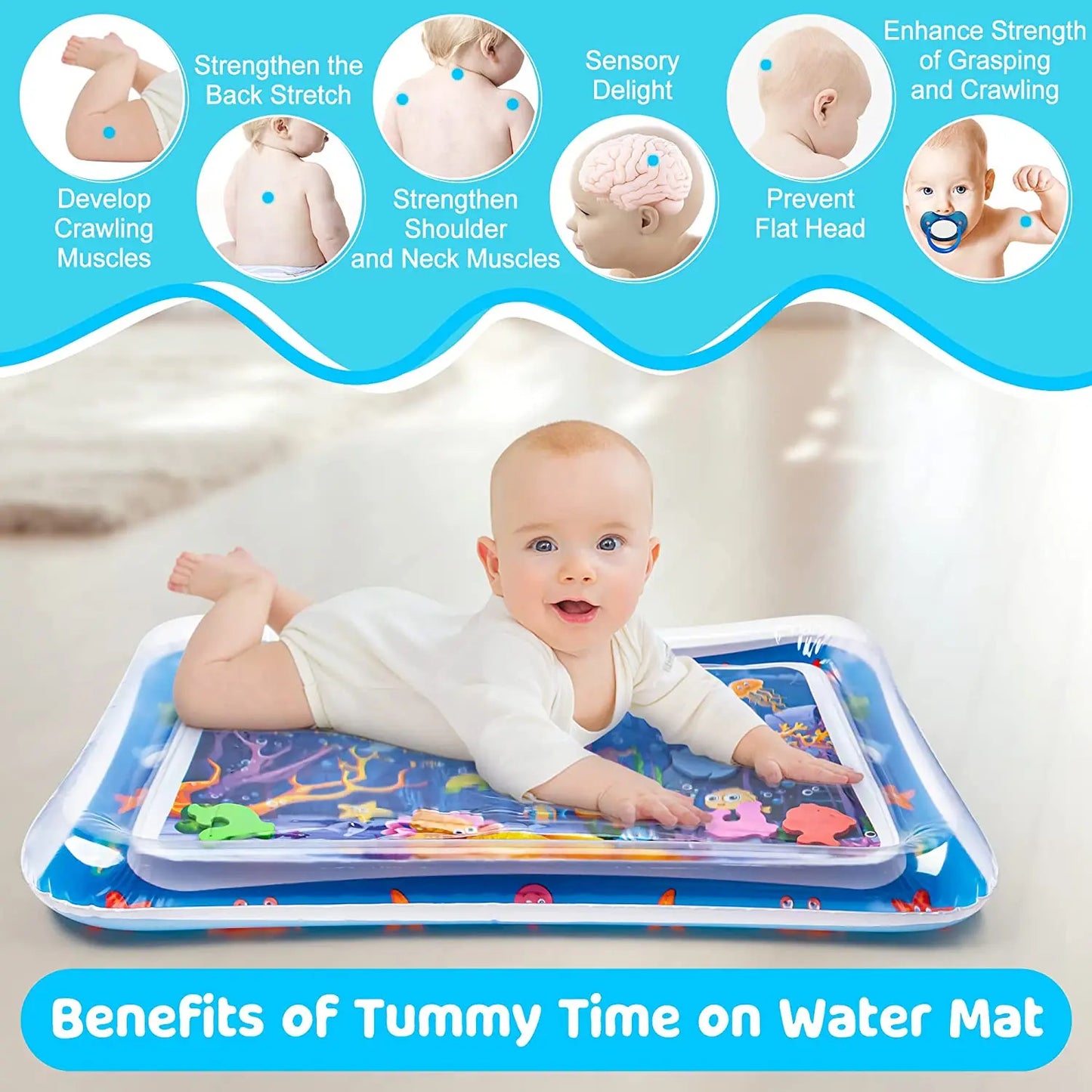 Creative Baby Water Play Mat,Montessori Early educational toys Inflatable kids for Infants Toddlers Baby Toys for 3~24 Months