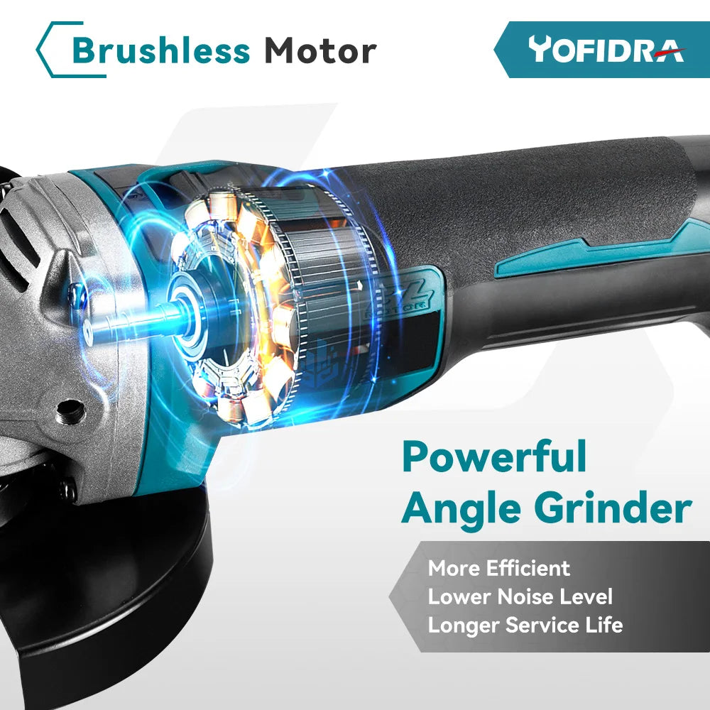 125MM M14 Brushless Electric Angle Grinder Variable Speed for Makita 18v Battery