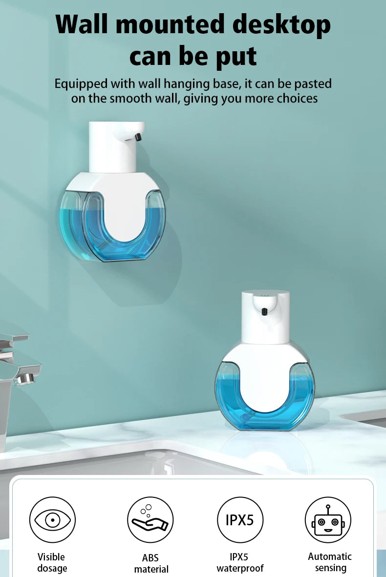 Touchless Automatic Foam Soap Dispensers Bathroom Smart Washing Hand Machine with USB Charging White High Quality ABS Material