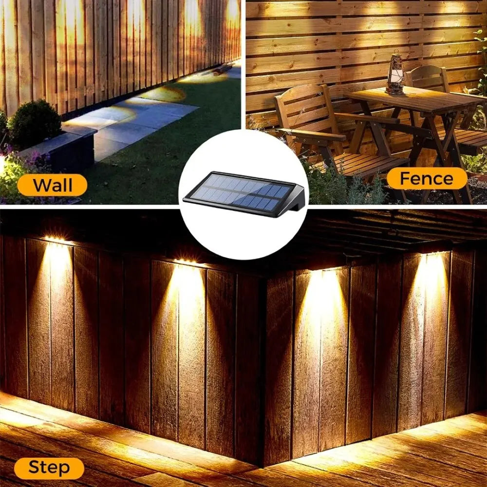 2 Pack Solar Wall Lights 4 LED Solar Fence Lights