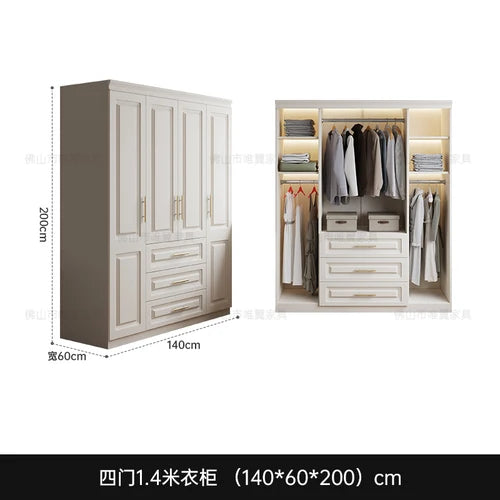 Nordic Style Full-Size Wooden Wardrobe - Smart Storage Solution