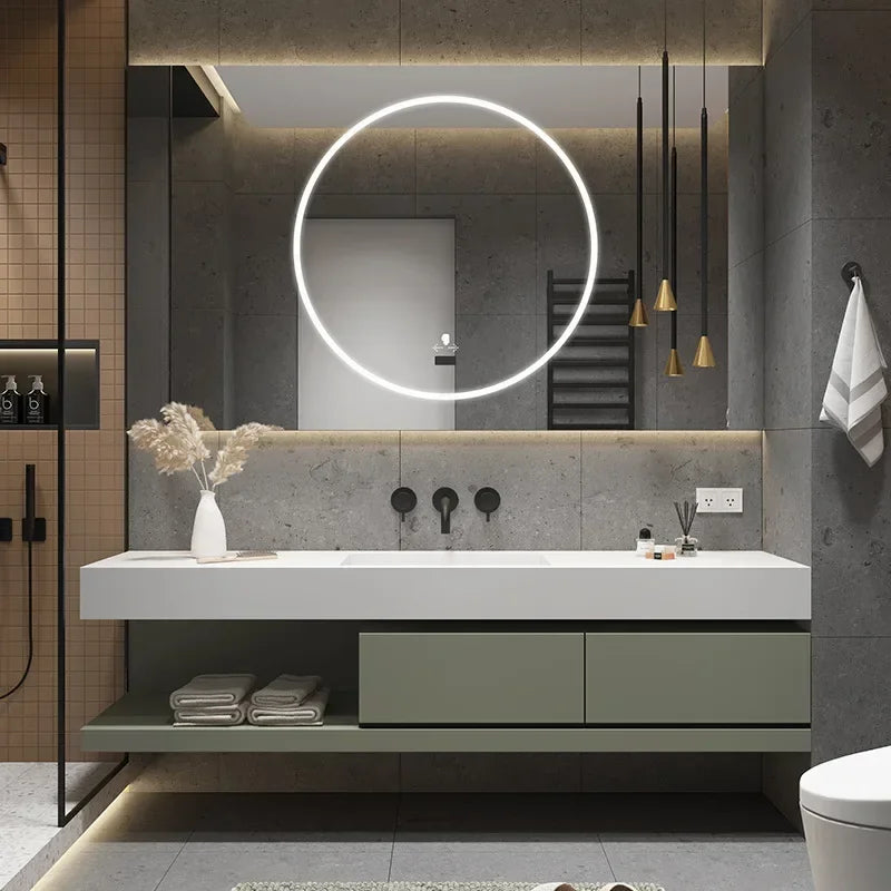 Smart Mirror Cabinet Bathroom Vanity with Integrated Washbasin