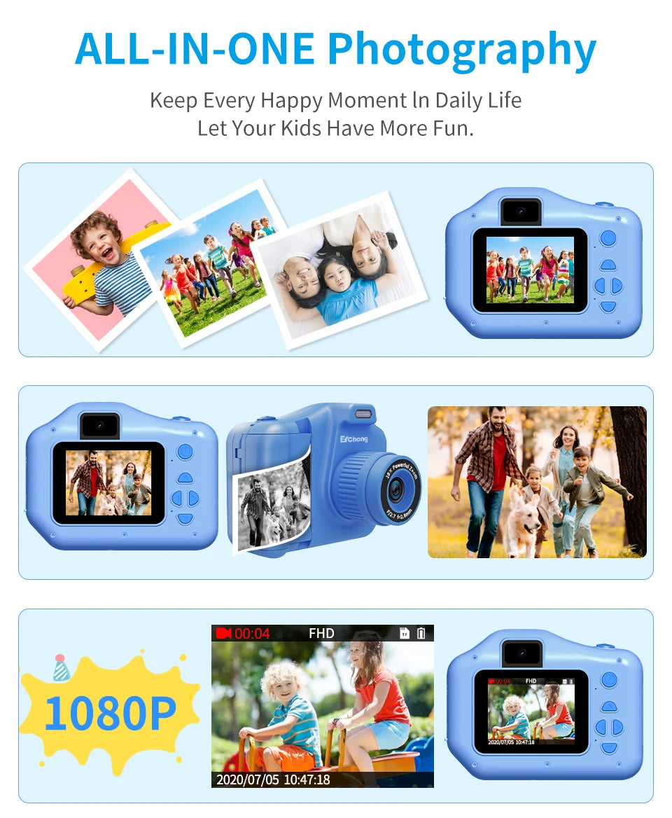 Kids Digital Instant Photo Printing Camera with 10x Digital Zoom